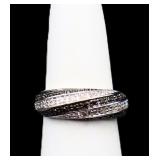 Sterling black/white sapphire ring lab created