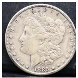 1885 Morgan silver dollar