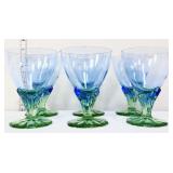 6 blue/green Bormioli Rocco stemware