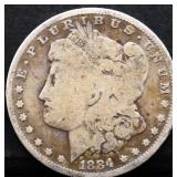 1884 Morgan silver dollar
