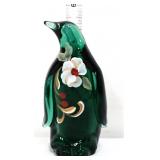 Fenton green penguin with white flowers