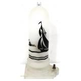 Vintage frosted shade sailboat scene lamp