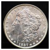 1887 Morgan silver dollar