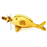 Vintage amber crackle fish figural decanter