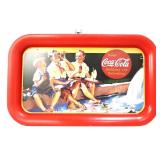 Metal Coca Cola boys at waterfront scene tray