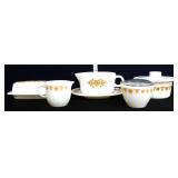 5 piece vintage Pyrex butterfly gold items