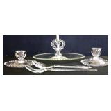 5 piece clear candlewick glassware lot