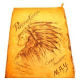 Vntg leather postal cards Indian Chief art