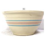 Vintage stone #10 mixing bowl w/ pink/blue stripes