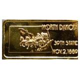 1 troy ounce North Dakota state silver bar