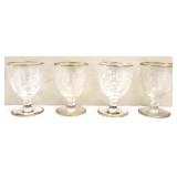 Lot of 4 vintage etched goblets w/ gold edges
