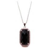 Emerald cut black sapphire necklace, lab created