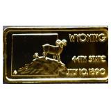 1 troy ounce Wyoming state silver bar