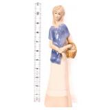 Vintage 11in porcelain girl with basket figure