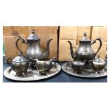 Lot of 2 silverplate tea sets