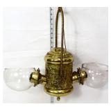 Vintage brass angle lamp w/ clear shades