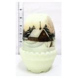 Fenton custard 1978 winter scene fairy lamp