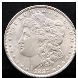 1887 Morgan silver dollar