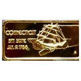 1 troy ounce Connecticut state silver bar