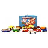 Lot of Match Box vehicles in blue case