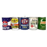 Lot of 5 vintage oil cans, NO SHIPPING