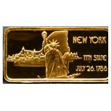 1 troy ounce New York state silver bar