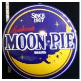 Metal 16in diameter Moon Pie domed sign