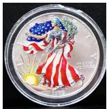 Colorized 1999 silver eagle coin
