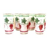 Lot of 7 Libbey grape & leaf drinking glasses