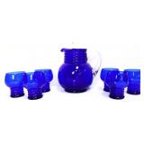 Vintage 7 piece cobalt glass water set