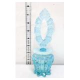 Fenton blue iridescent perfume bottle w/ stopper