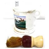 Vintage shaving mug with brush as is