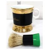 Vntg black shaving mug with brush