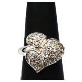 Sterling white sapphire heart ring, lab created