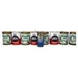 Lot of 9 vintage oil cans, full NO SHIPPING