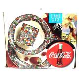 Coca Cola 12 piece dishware set in box