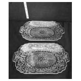 Lot of 2 vntg pineapple floral trays