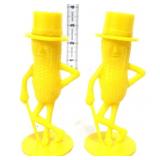Pair vntg yellow Mr Peanut figural salt/pepper set