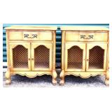 Pair vntg French wire door nightstands see pics