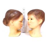 Pair vntg 8in Holland Mold mannequin heads