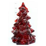 7in red glass Christmas tree