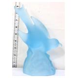 Vntg blue satin LE Smith bird in flight figure