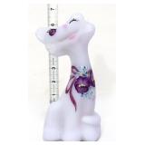 Fenton 7in lavender satin happy cat, purple flower