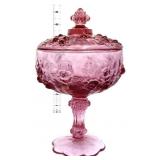 Fenton pink covered compote with roses