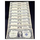 Lot of 10 blue seal $1 notes