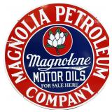Porcelain 24in round Magnolia Petroleum sign
