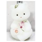 Fenton white teddy bear with flowers