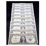 Lot of 10 blue seal $1 notes