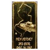 1 troy ounce New Jersey state silver bar