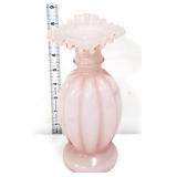 Fenton 8in pink cased melon vase